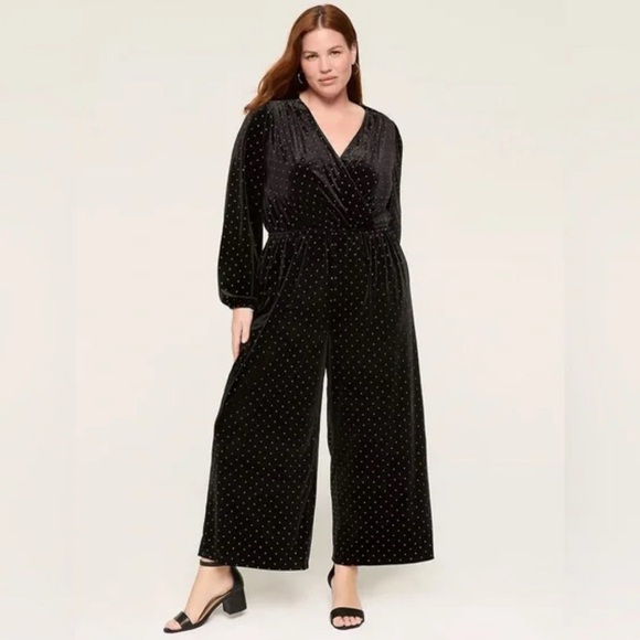Lane Bryant Pants - Elegant Black Jumpsuit with Gold Accents